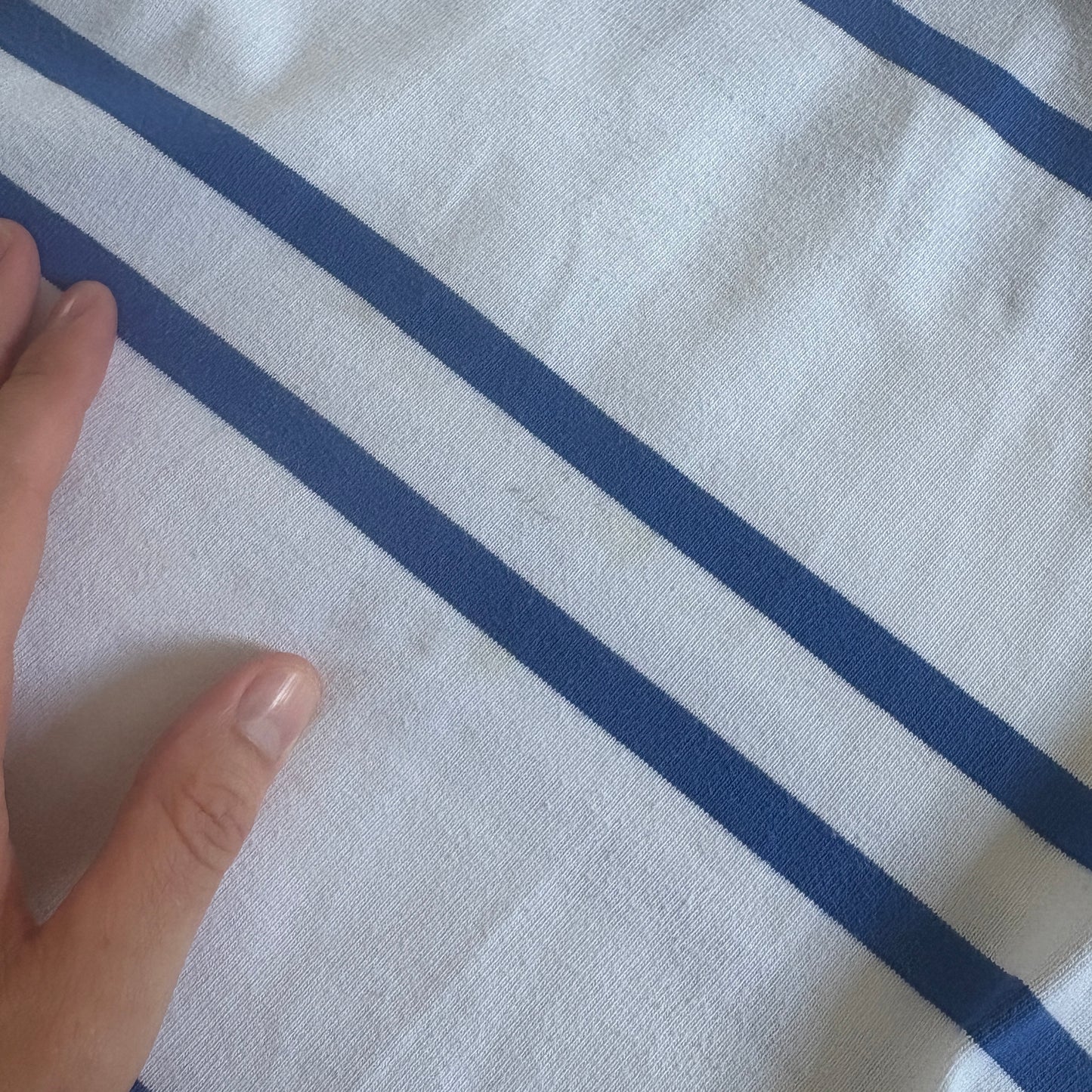 Vintage Winston White Blue Stripe Rugby Polo Shirt - L