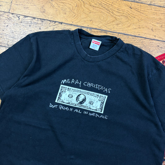 Supreme Christmas Black Graphic T-Shirt - M