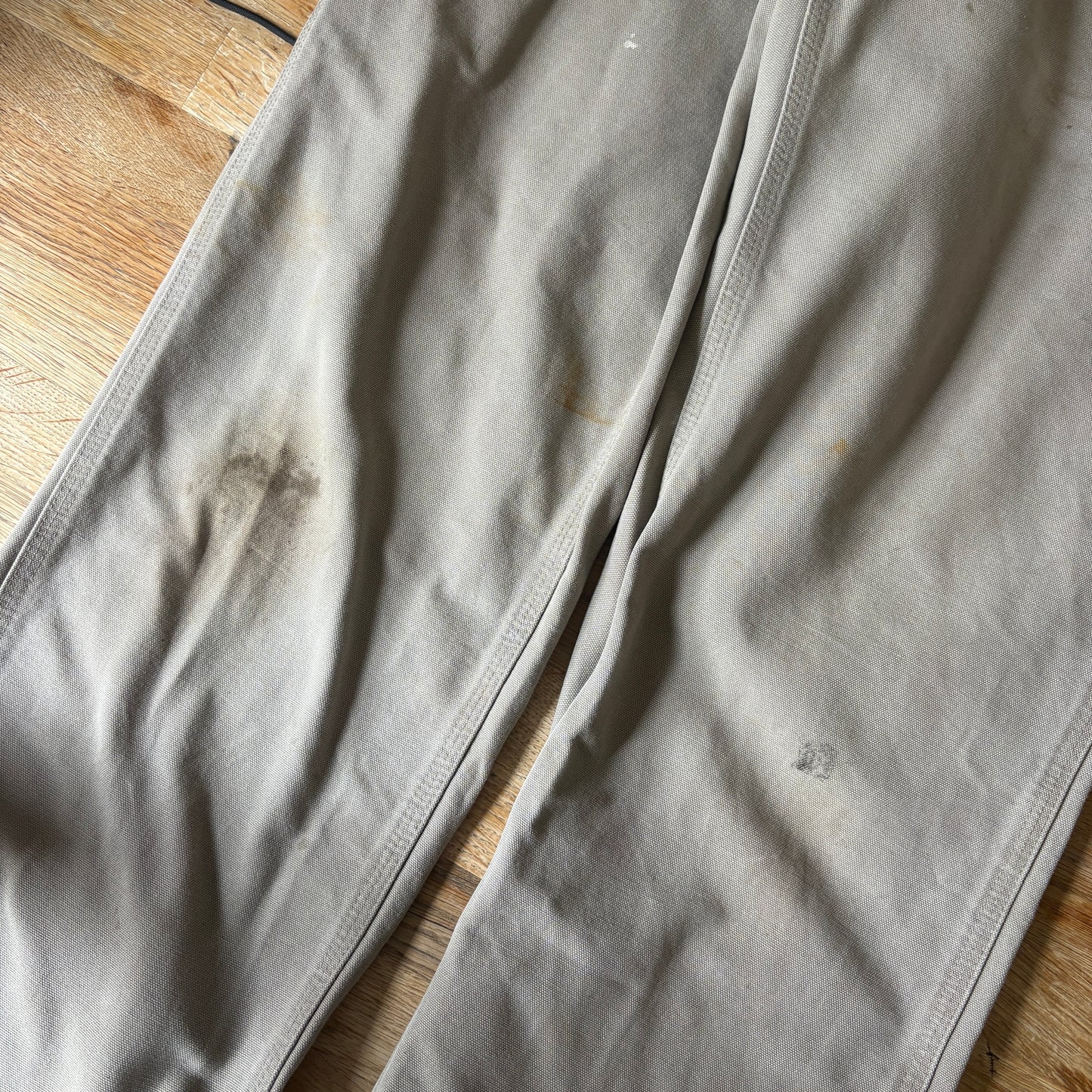 Vintage Carhartt Brown Cream Workwear Carpenter Baggy Trousers - 32R