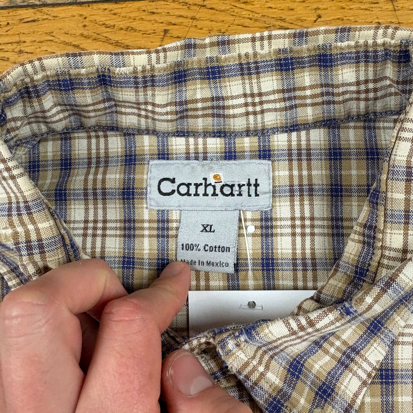Vintage Carhartt Cream Check Shirt - XL