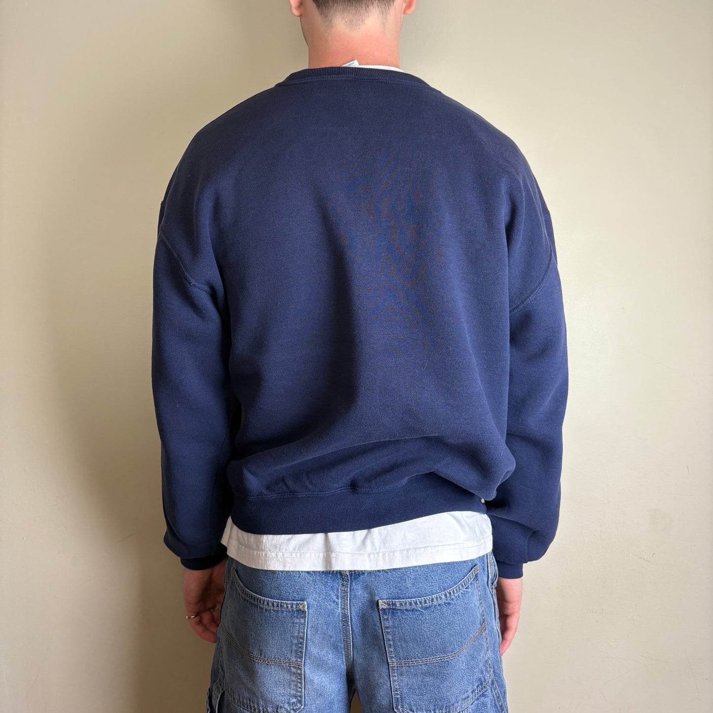 Vintage Russell Athletic Navy Blank Boxy Sweatshirt - L