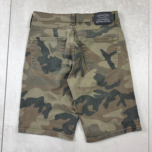 Vintage Levis Green Camo Denim Shorts - 28