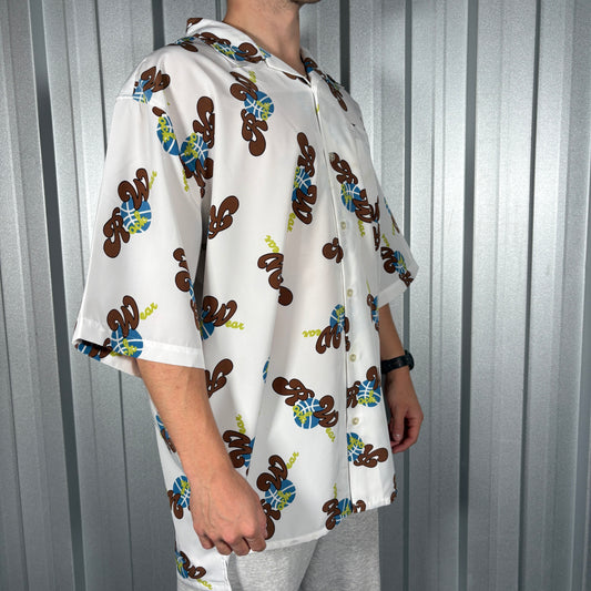 Rocawear Y2K White Hawaiian Hip Hop Shirt - 2XL