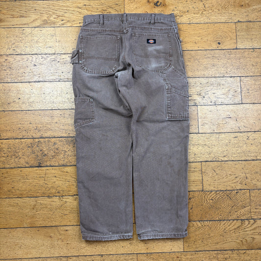 Vintage Brown Dickies Workwear Carpenter Baggy Trousers - 32