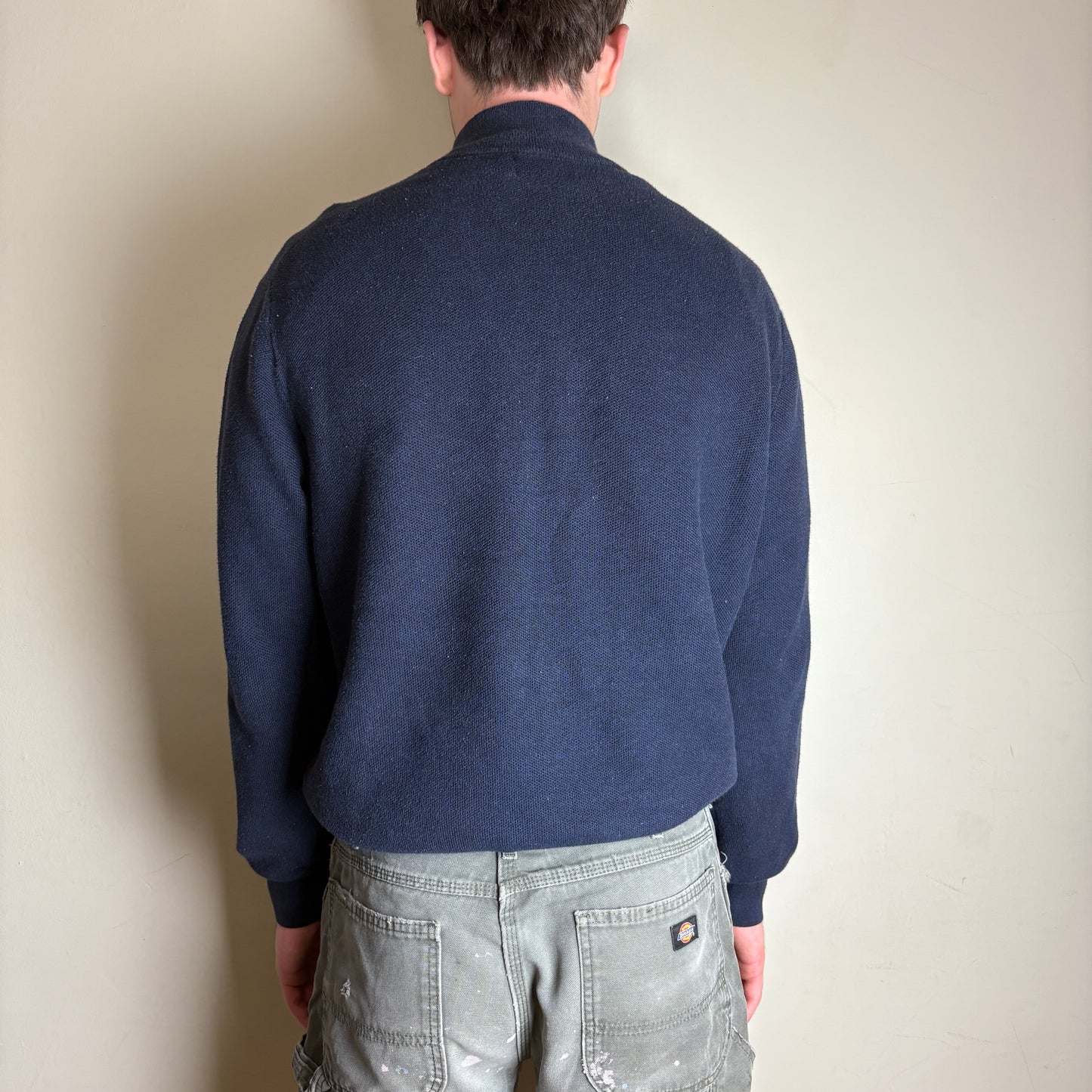 Vintage Ralph Lauren Quarter Zip Navy Knit Jumper - L