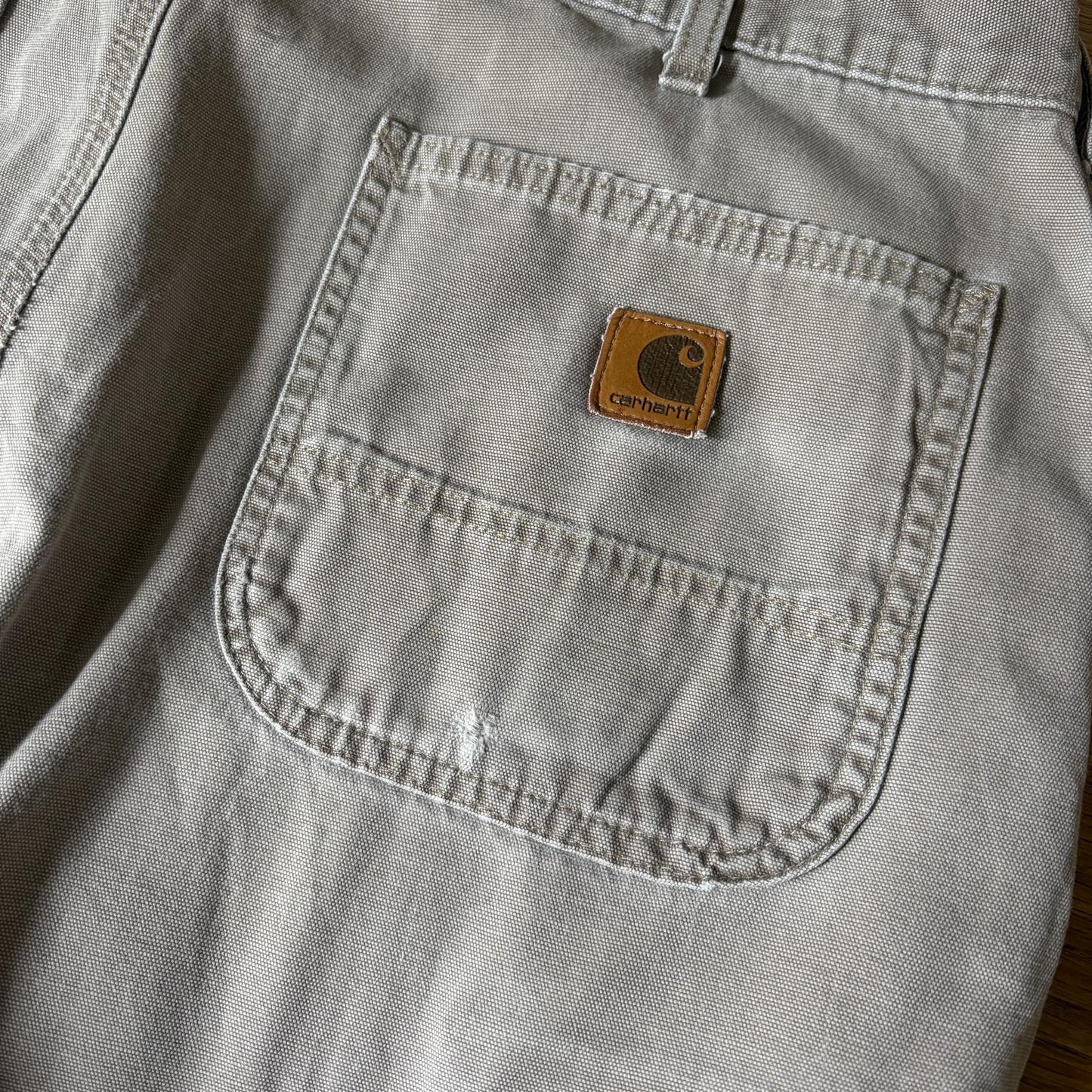 Vintage Carhartt Light Brown Grey Workwear Carpenter Baggy Trousers - 36L