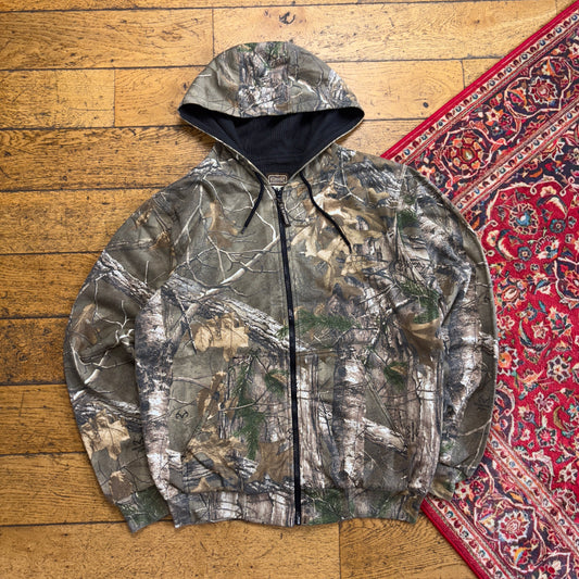 Vintage Realtree Camo Green Zip Hoodie Sweatshirt - L