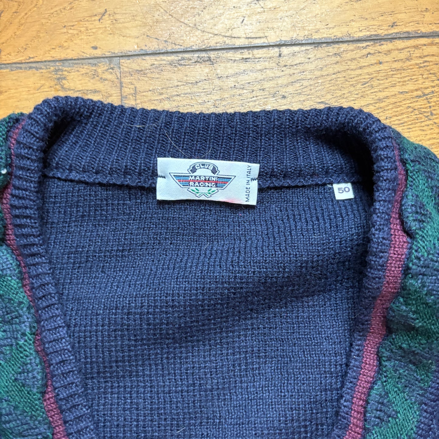 Vintage Martini Navy Wool Chunky Knit Cardigan Jumper - XL