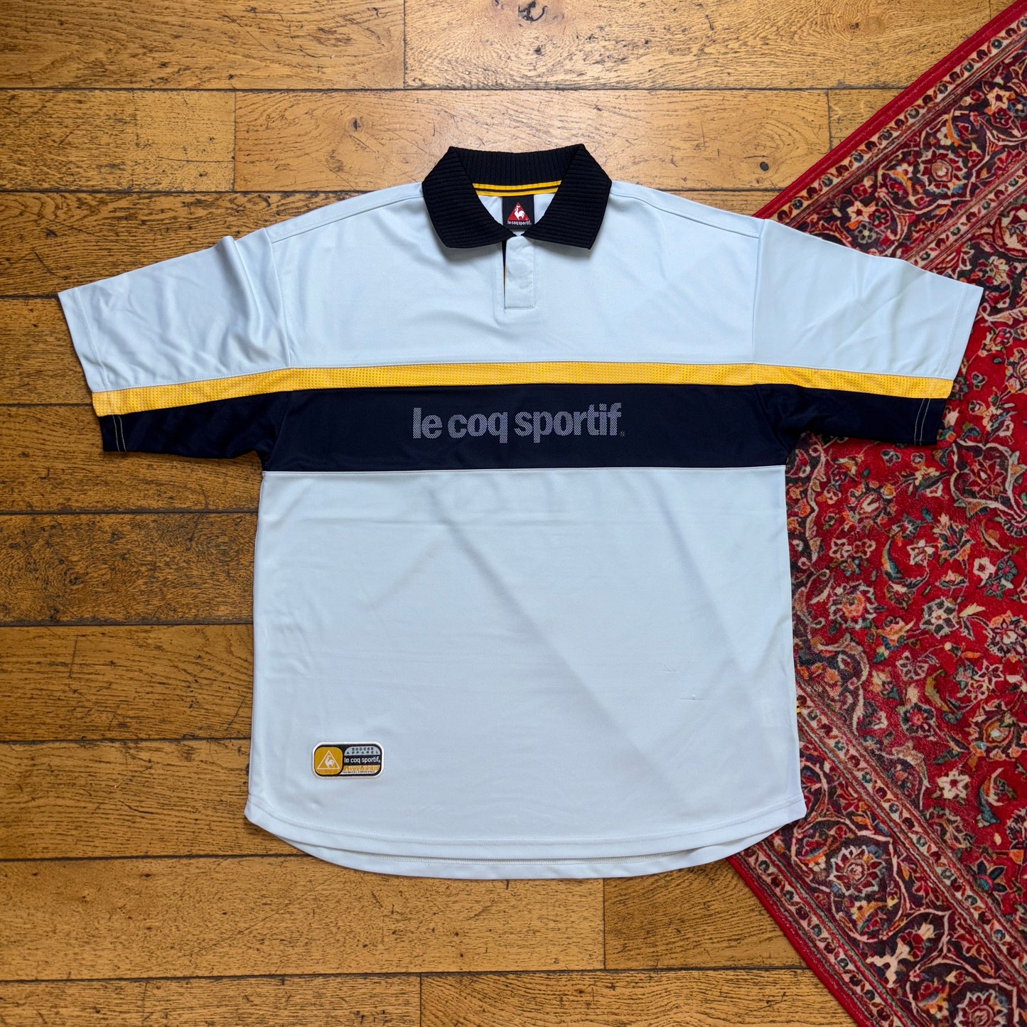 Vintage Le Coq Sportif Blue Stripe Polo Shirt - L