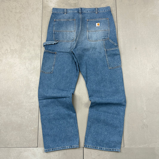 New Carhartt Double Knee Carpenter Baggy Blue Jeans - 36