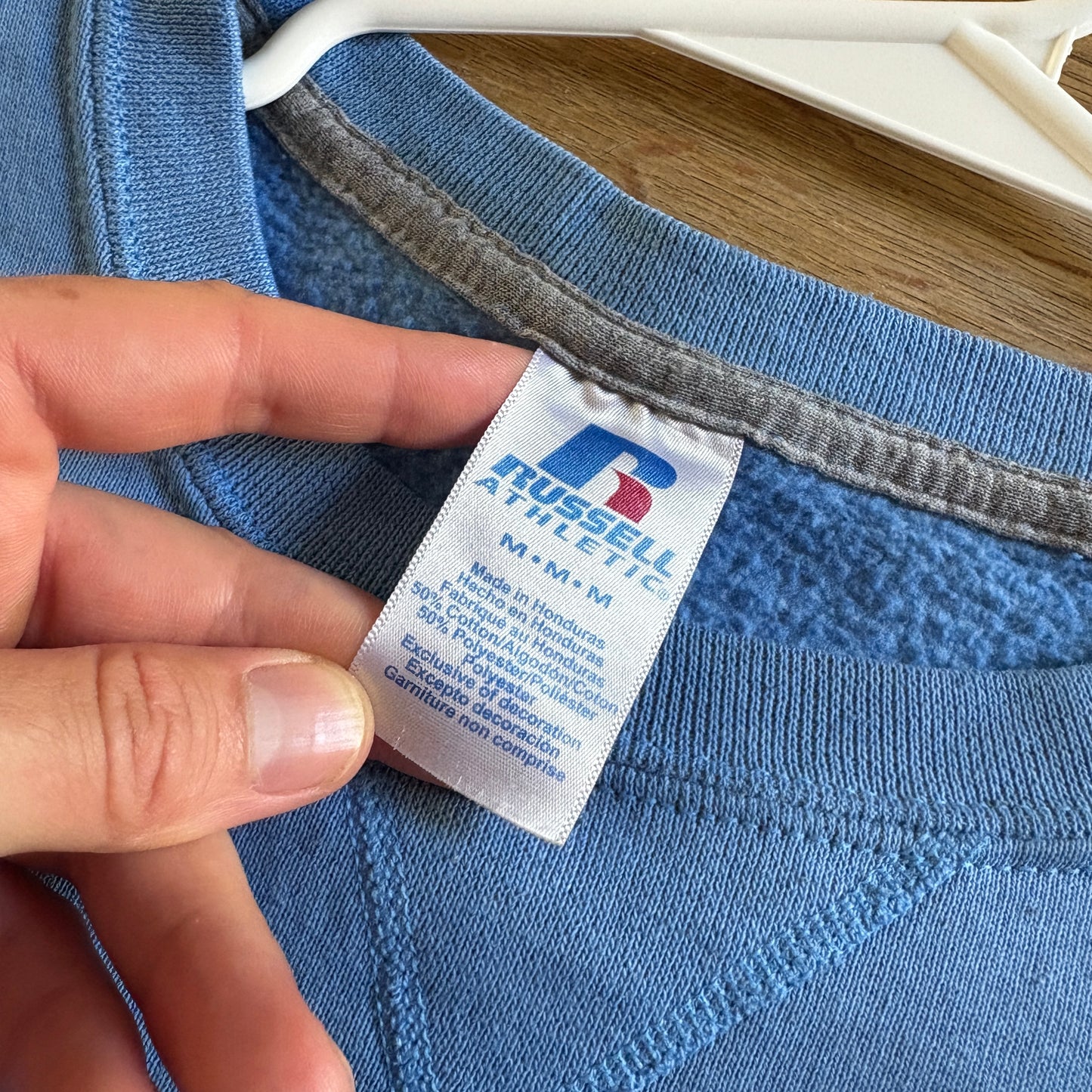 Vintage Russell Athletic Blue Blank Boxy Sweatshirt - M
