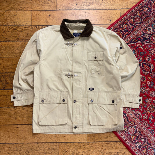 Vintage Cotton Industries Cream Fireman Clasp Trench Coat Jacket - XL
