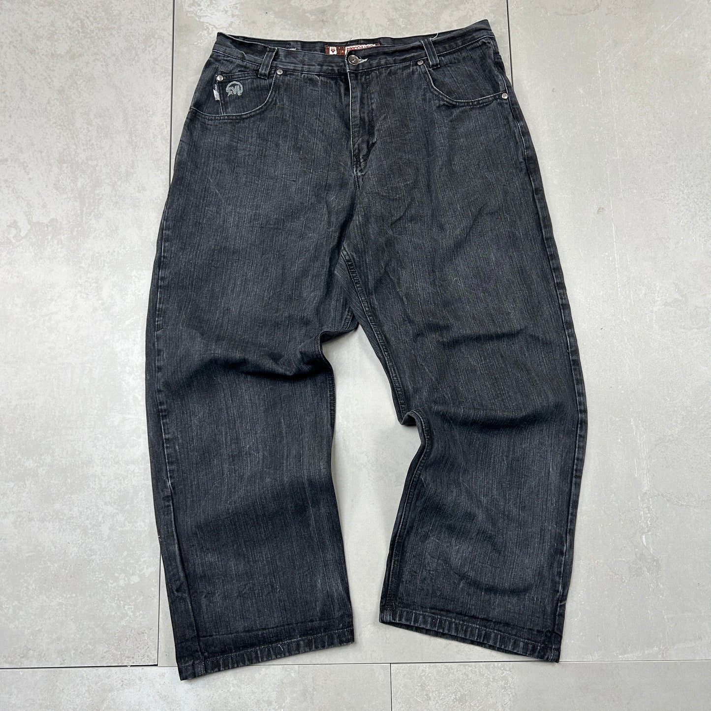 Vintage Mecca Embroidered Hip Hop Black Baggy Jeans - 40