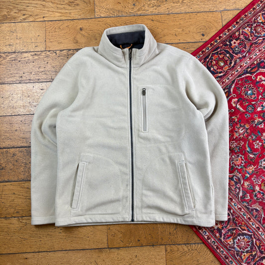 Vintage 90s Timberland Cream Embroidered Zip Fleece Sweatshirt - M