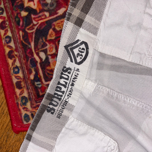 Vintage Check White Grey Hip Hop Baggy Shorts Jorts - 36