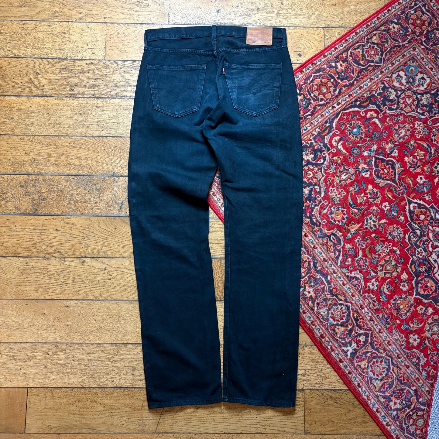Vintage Levis 501 Straight Black Denim Jeans - 34L