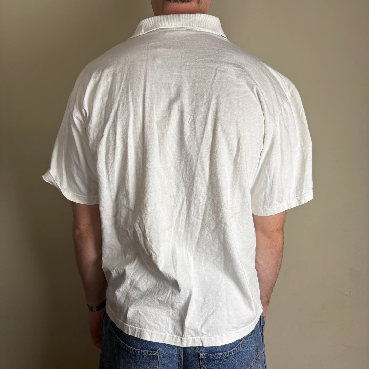 Vintage Hugo Boss Tennis Golf White Pattern Polo Shirt - M