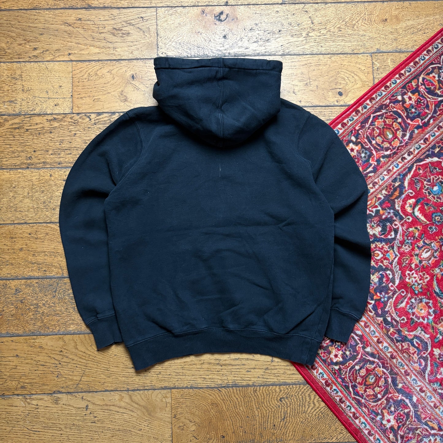 Vintage Stussy Black Embroidered Hoodie Sweatshirt - S