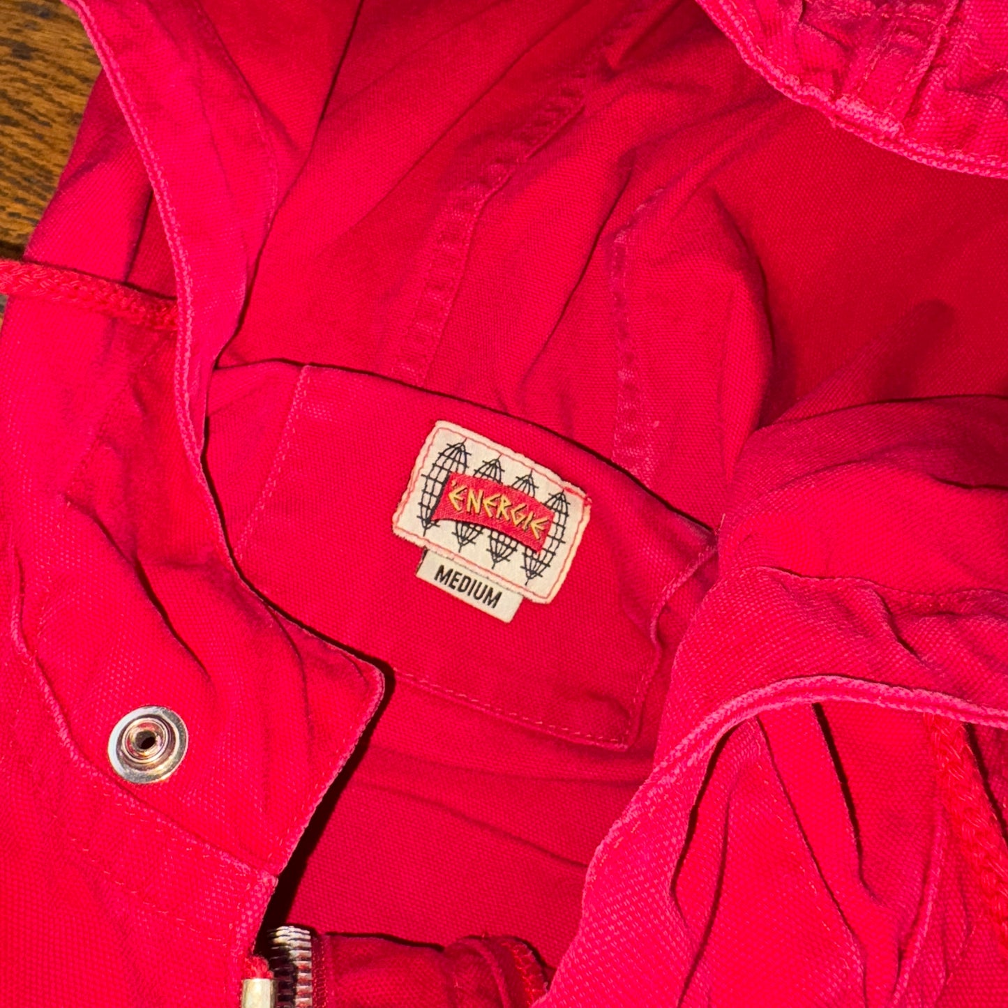 Vintage 90s Energie Red Fireman Boxy Clasp Parka Workwear Jacket - L