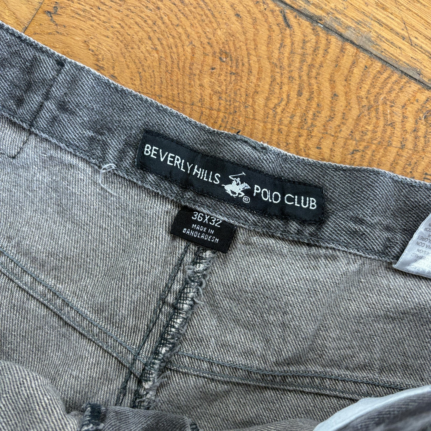 Vintage Grey Carpenter Embroidered Y2K Hip Hop Baggy Jeans - 36