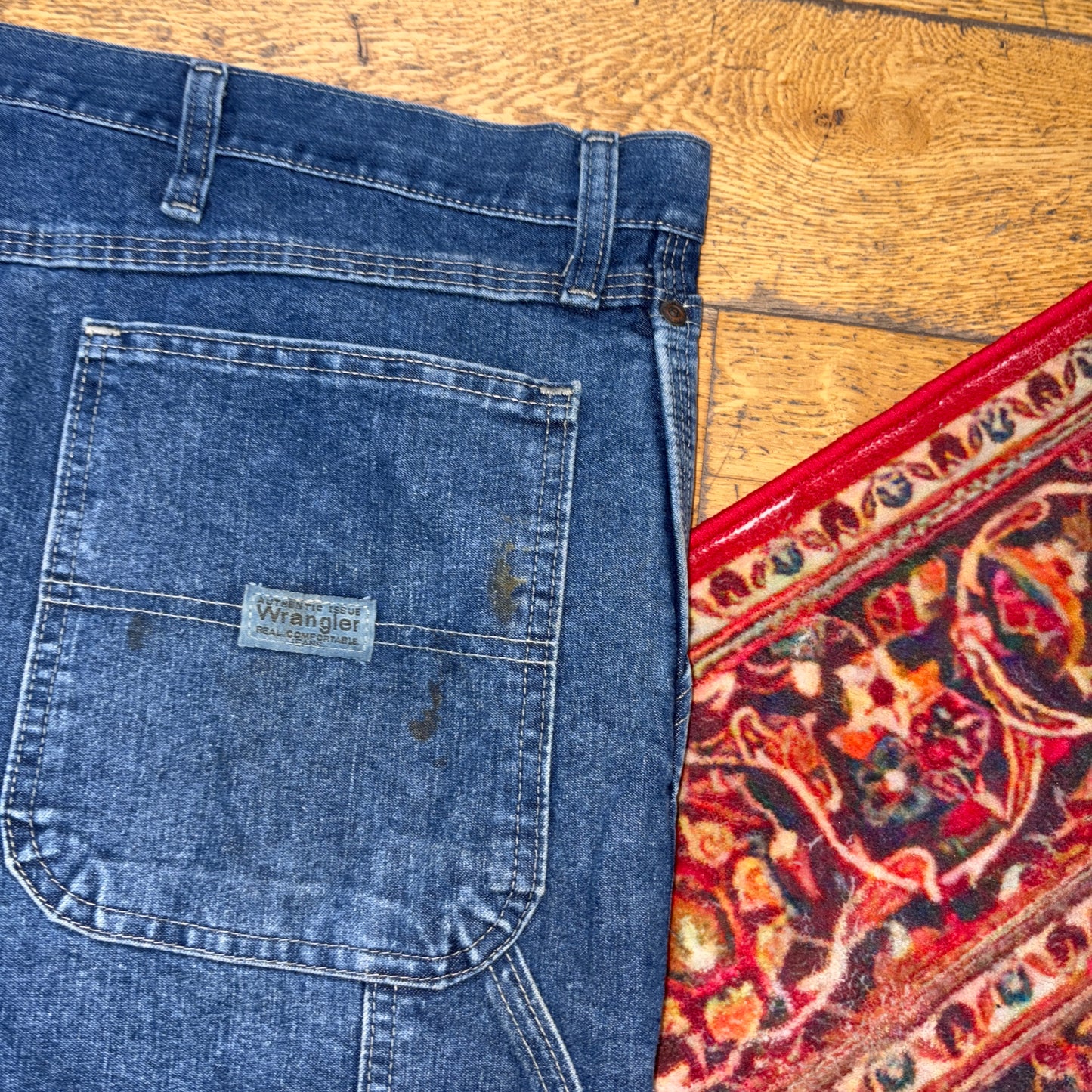 Vintage Wrangler Blue Carpenter Workwear Baggy Jeans - 50S