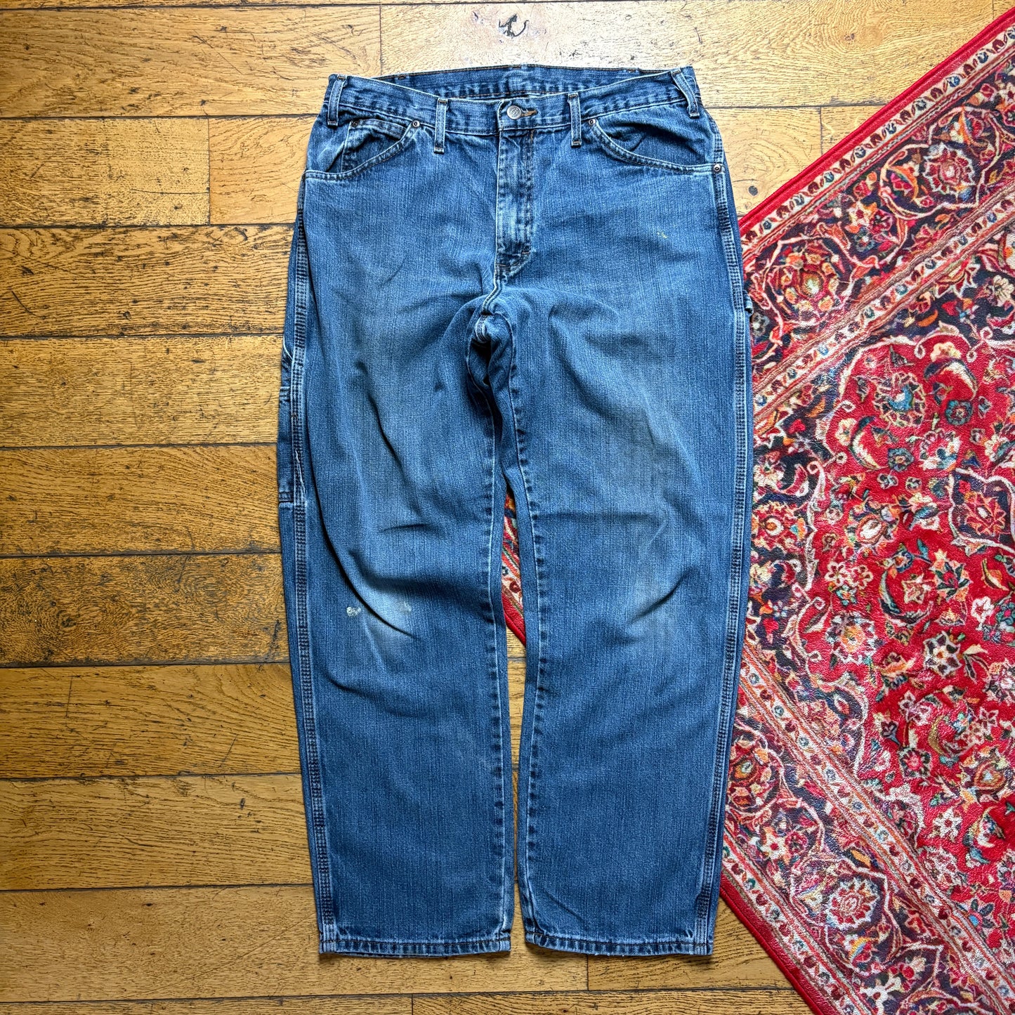 Vintage Dickies Workwear Carpenter Baggy Blue Jeans - 34R