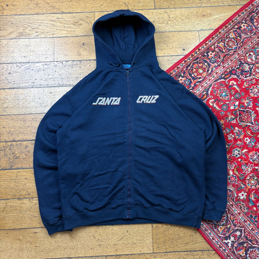Vintage Santa Cruz Skate Navy Embroidered Hoodie Sweatshirt - XL