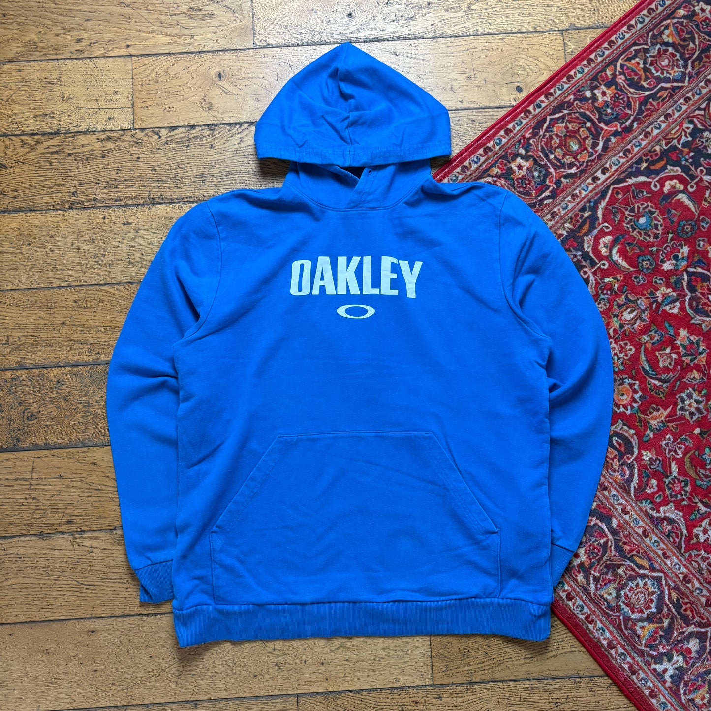 Vintage Oakley Blue Hoodie Sweatshirt - L