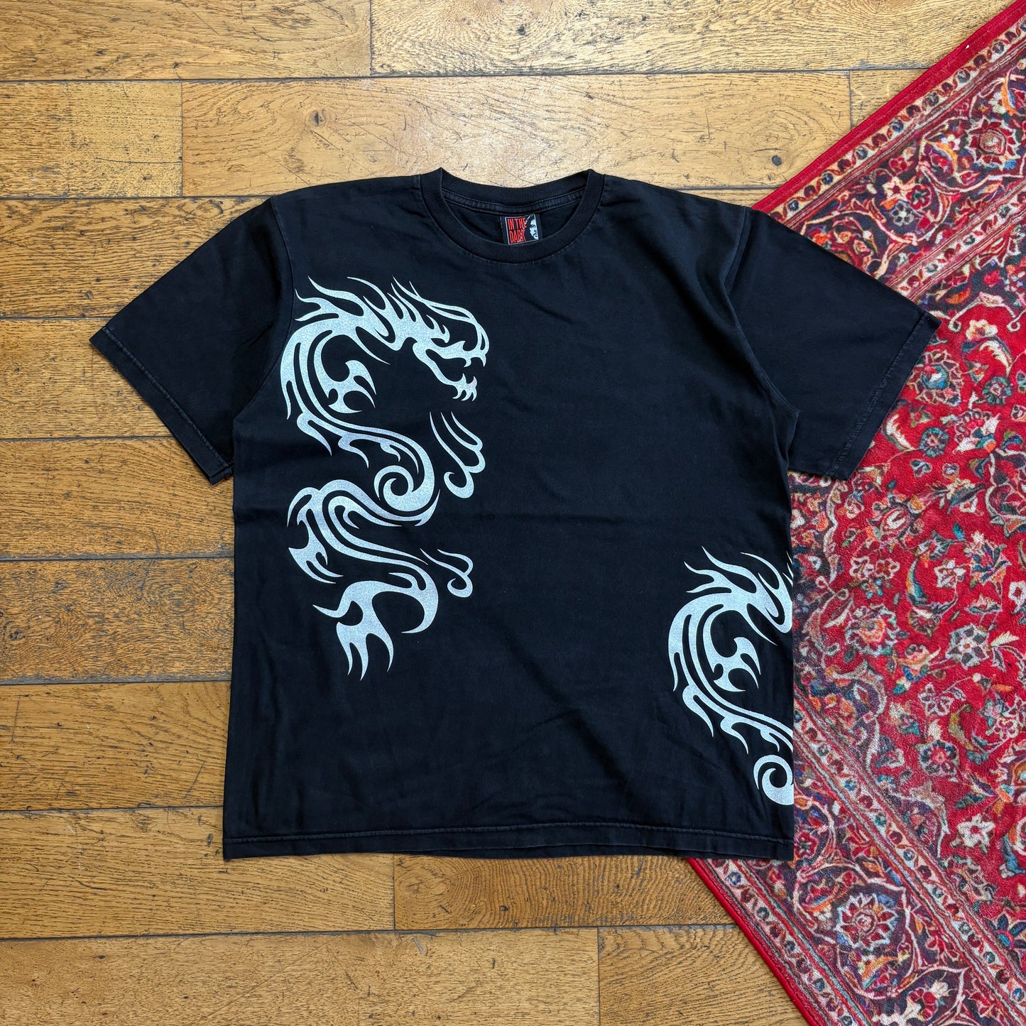 Vintage Chinese Dragon Black Graphic T-Shirt - L