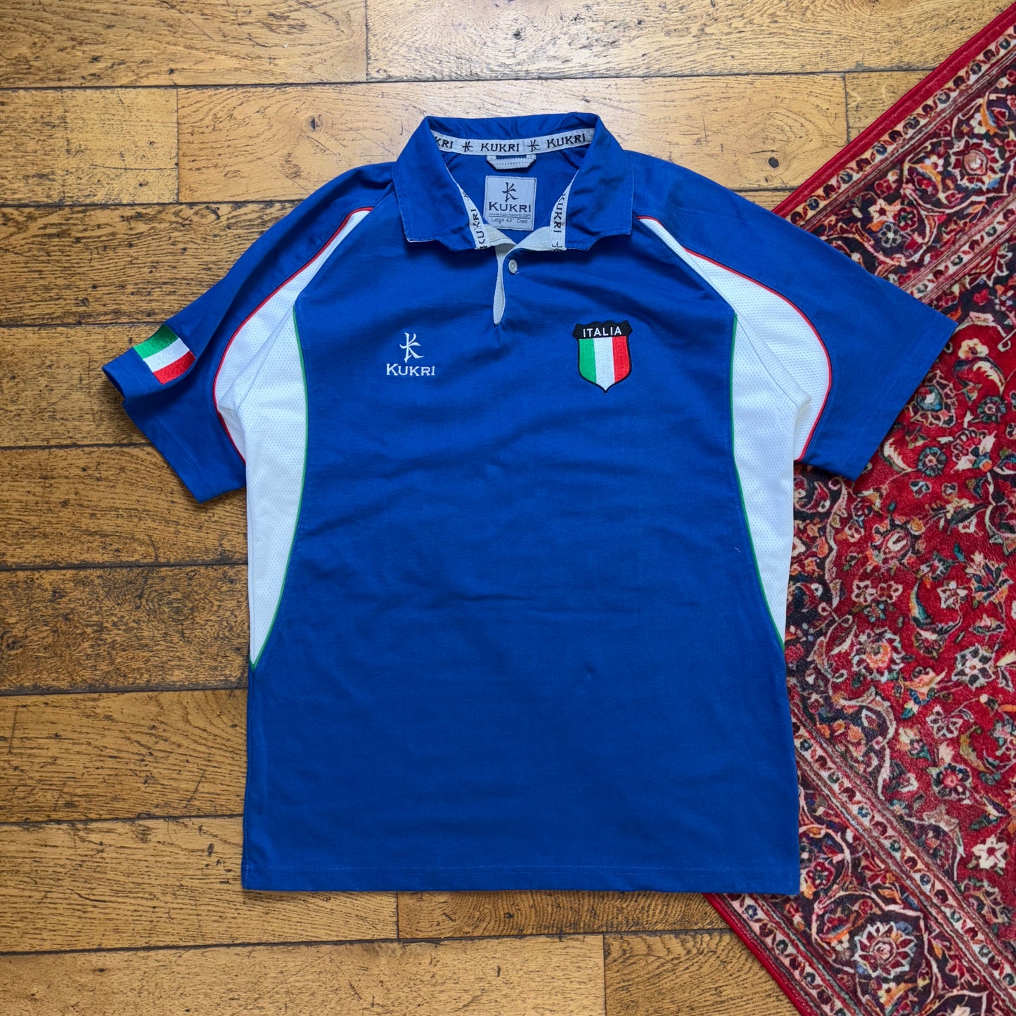 Vintage Kukri Italy Blue Rugby Polo Shirt - M