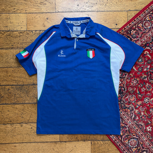 Vintage Kukri Italy Blue Rugby Polo Shirt - M