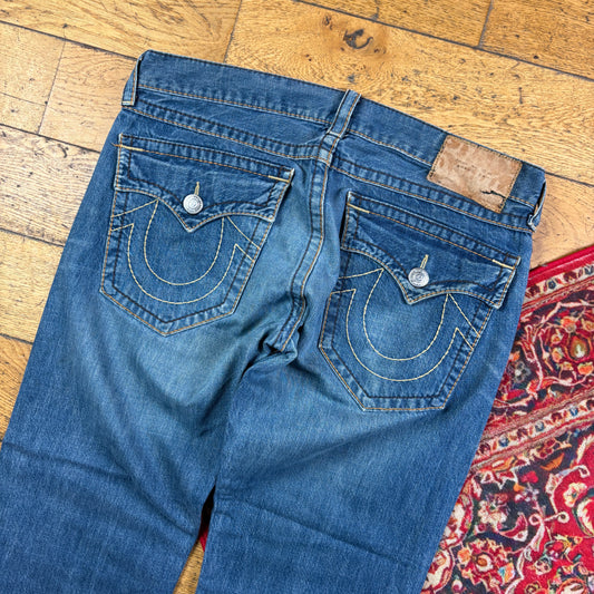 Vintage True Religion Blue Embroidered Y2K Hip Hop Baggy Jeans - 40