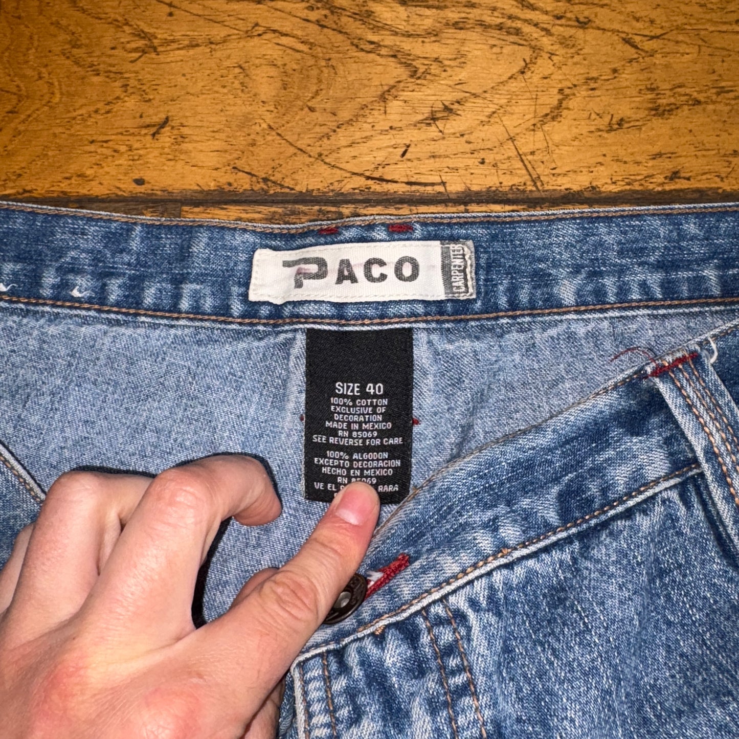 Vintage Paco Blue Embroidered Y2K Hip Hop Baggy Jeans Shorts Jorts - 40