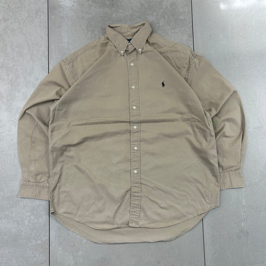 Vintage Ralph Lauren Embroidered Brown Cream Shirt - XL