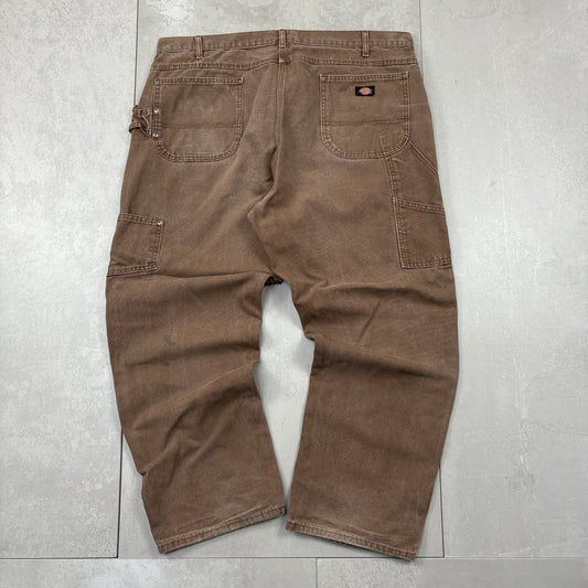 Vintage Dickies Workwear Brown Carpenter Baggy Trousers - 42