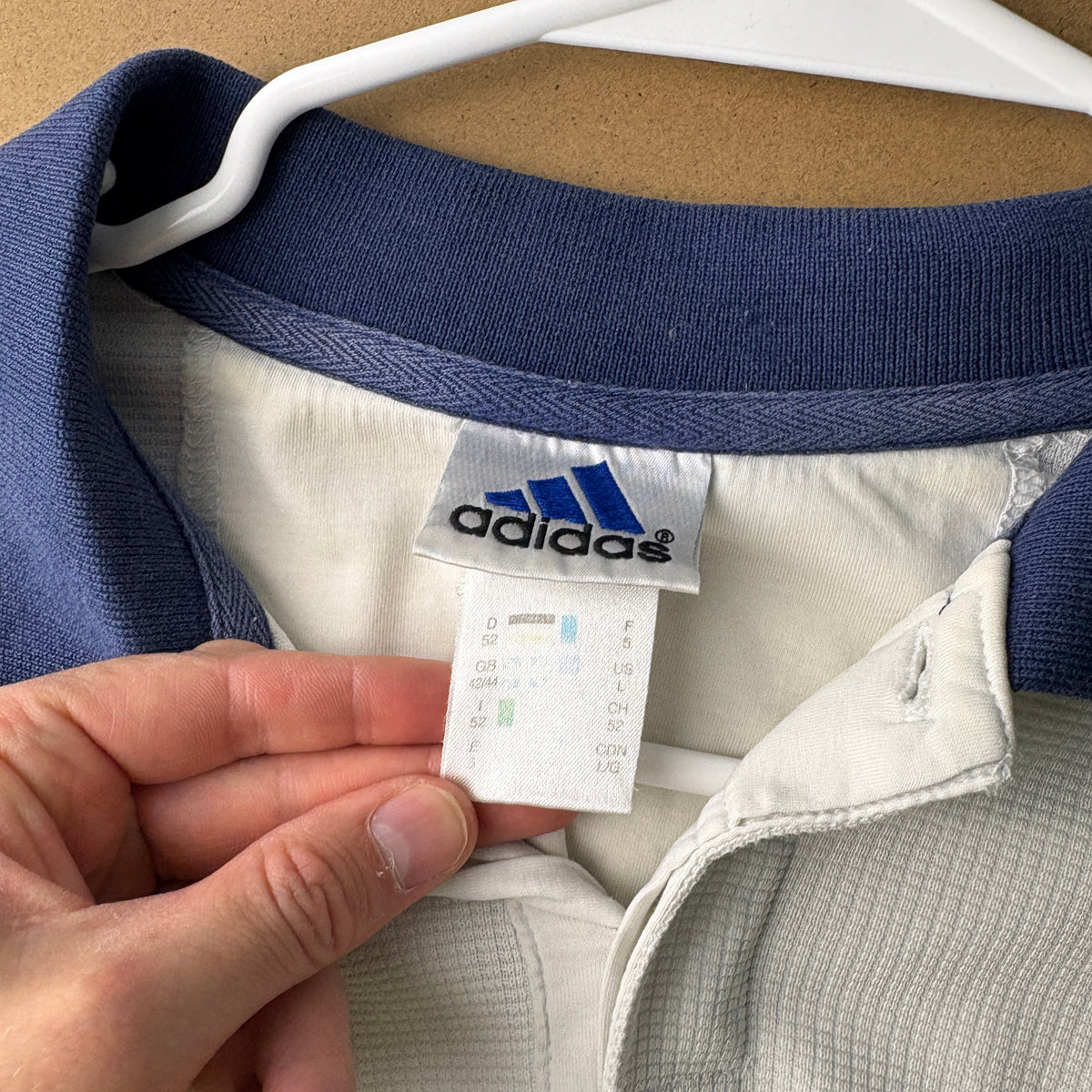 Adidas 90s Blue Cream Embroidered Polo Shirt - L