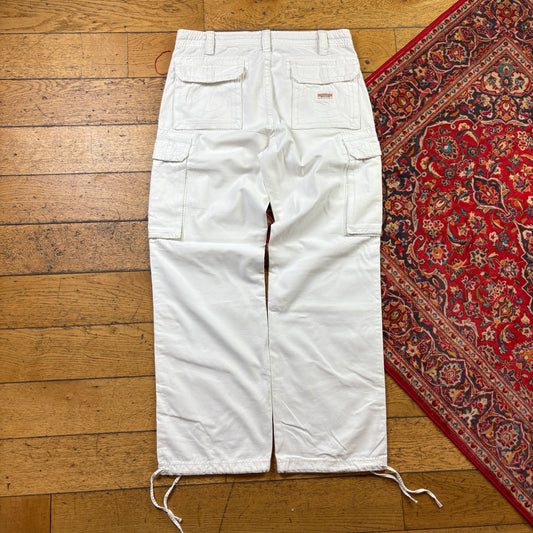 Vintage True Religion White Cargo Embroidered Y2K Hip Hop Baggy Jeans - 36