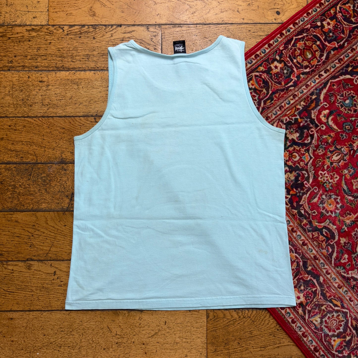 Vintage Stussy Blue Graphic Vest T-Shirt - M