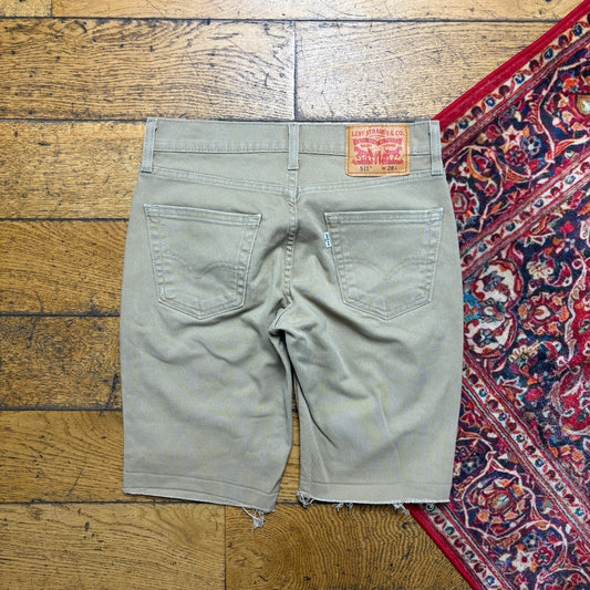 Vintage Levis 511 Slim Cream Denim Shorts - 28