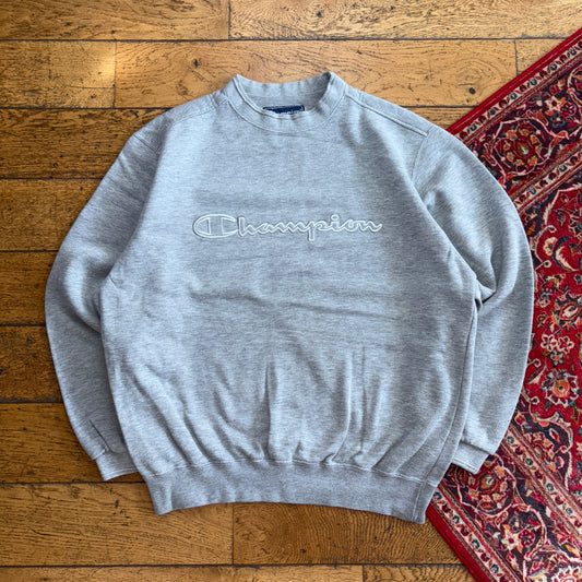 Vintage Champion Grey Embroidered Sweatshirt - L