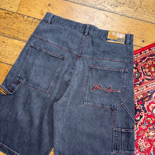 Vintage Mecca Embroidered Black Hip Hop Baggy Shorts Jorts - 34