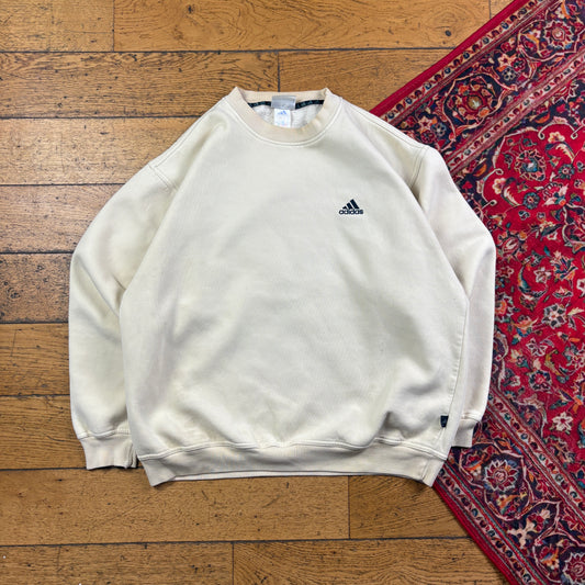 Vintage 90s Adidas Cream Embroidered Sweatshirt - XL