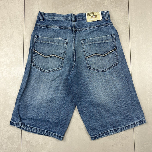 Vintage Southpole Embroidered Hip Hop Baggy Blue Shorts Jorts - 33