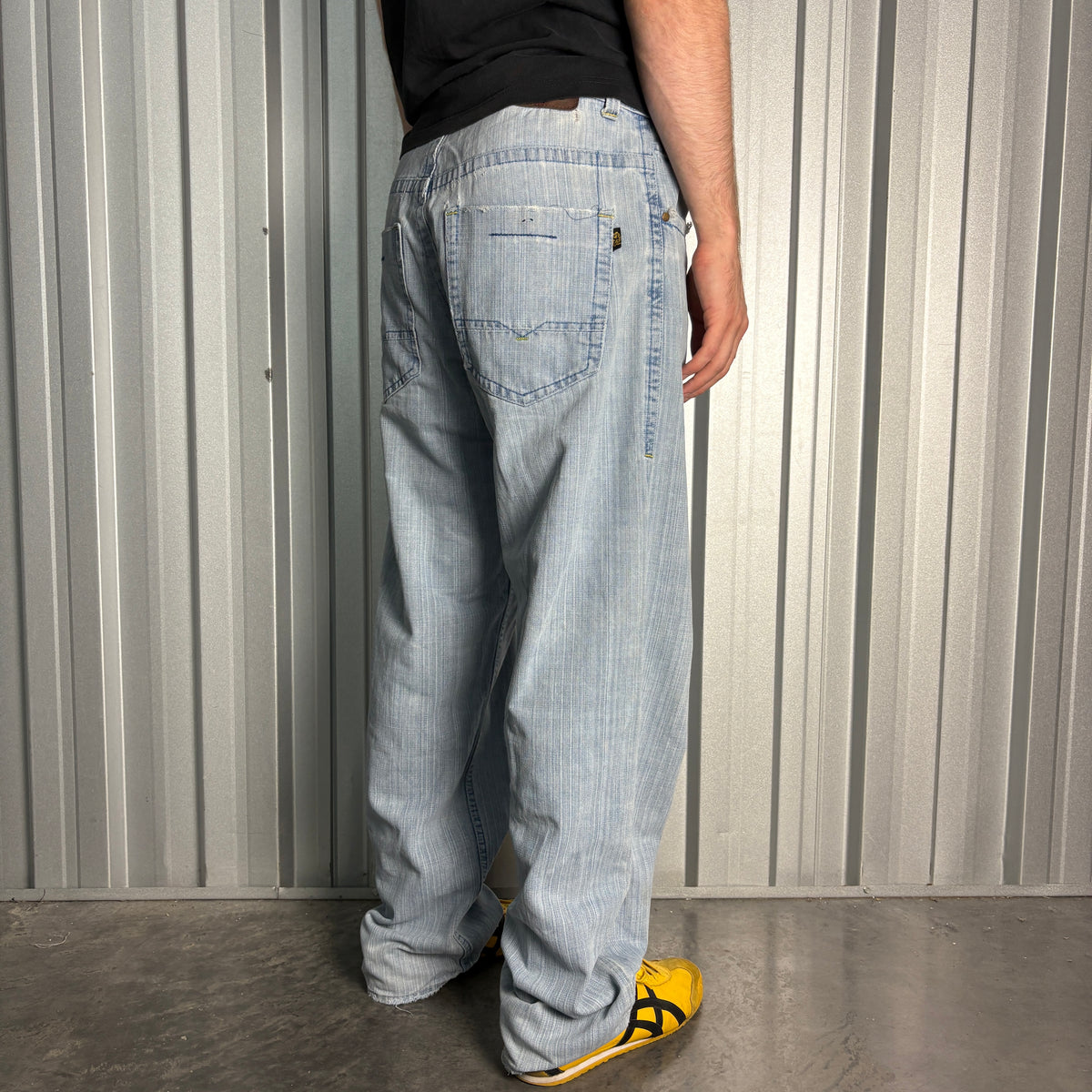 Royal Blue Embroidered Japanese Denim Hip Hop Y2K Baggy Jeans - 34R