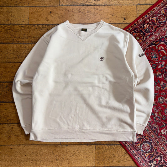 Vintage 90s Timberland Cream Embroidered Sweatshirt - XL