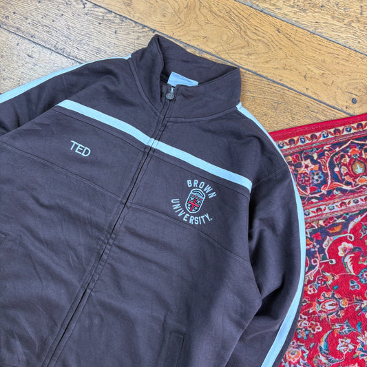 Vintage Champion Brown Zip USA College Embroidered Sweatshirt - XL