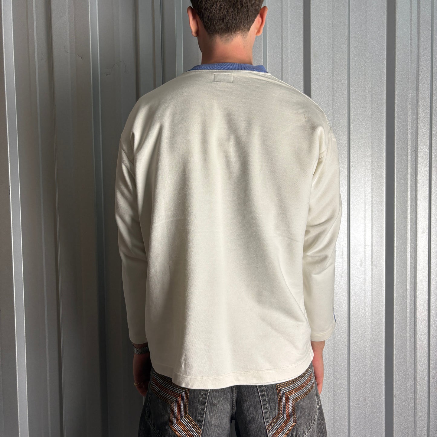 Vintage 90s Levi's White Blue Embroidered Sweatshirt - XL