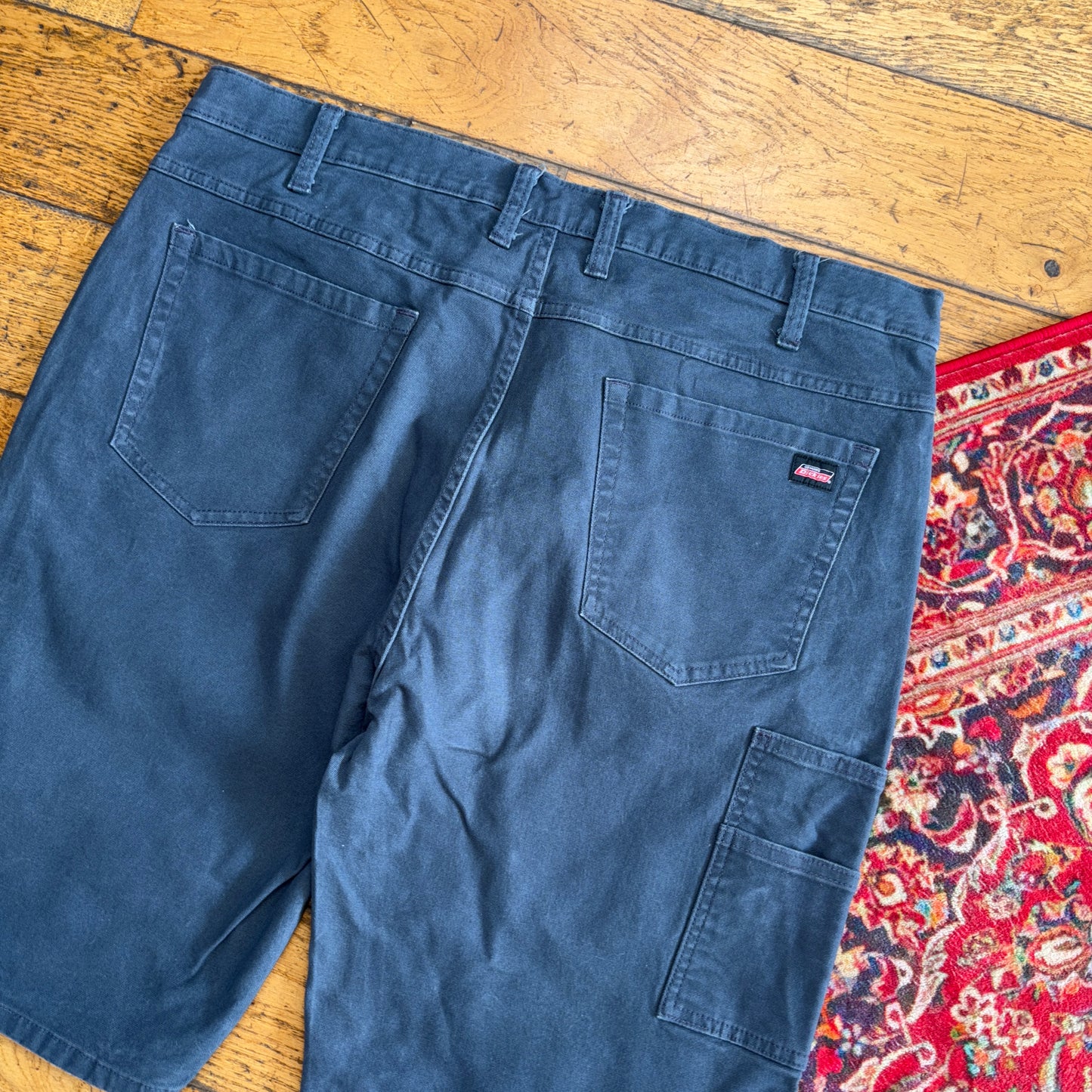 Vintage Dickies Workwear Carpenter Grey Navy Blue Baggy Shorts - 40