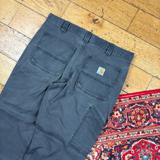 Vintage Carhartt Grey Workwear Carpenter Baggy Trousers - 34