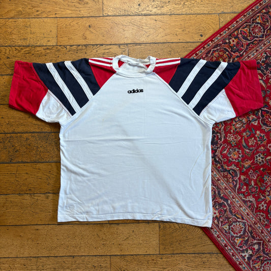 Vintage 90s Adidas Embroidered White Boxy Graphic T-Shirt - XL